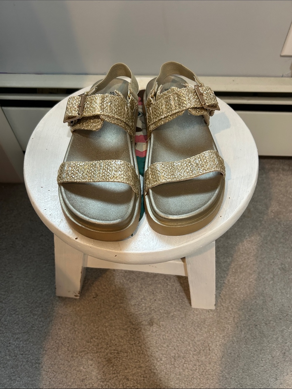 Girls Gold Buckle Sandals